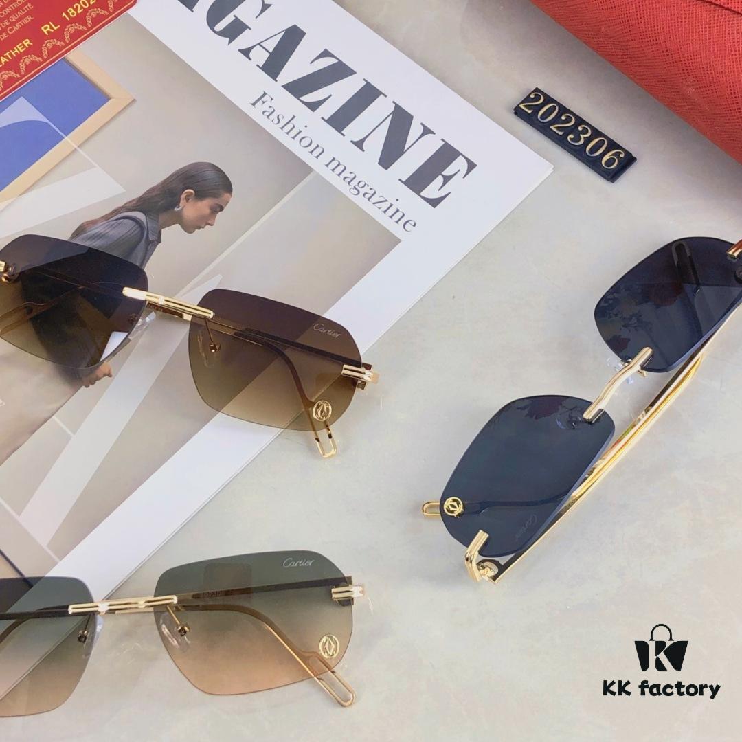 Cartier New Metal Frameless Polygonal Sunglasses for Men and Women, Popular on Instagram in Europe and America