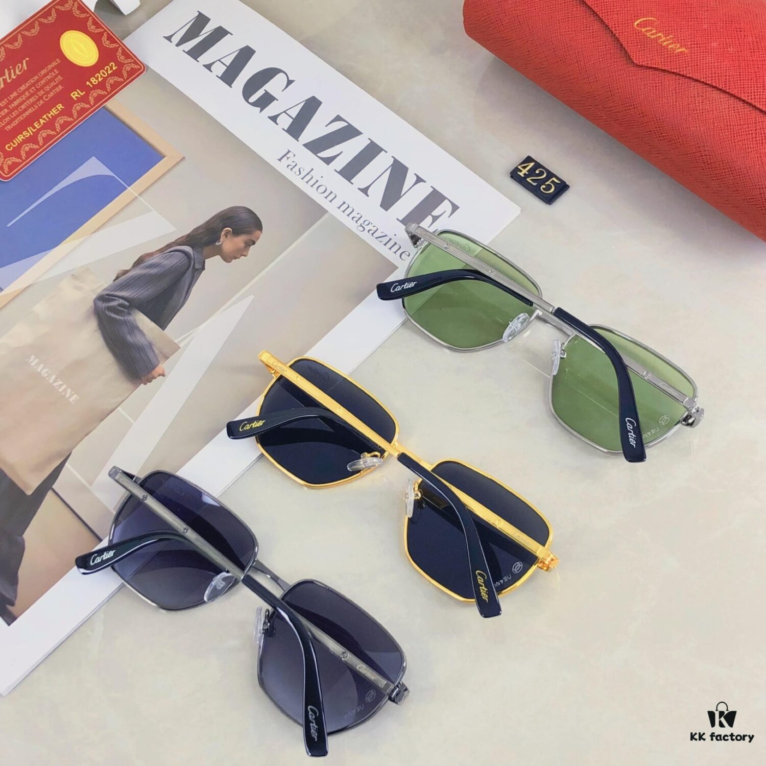 Cartier Celebrity Favorite Green Lens Sunglasses for Men, Fashion Avocado Green Sun Glasses