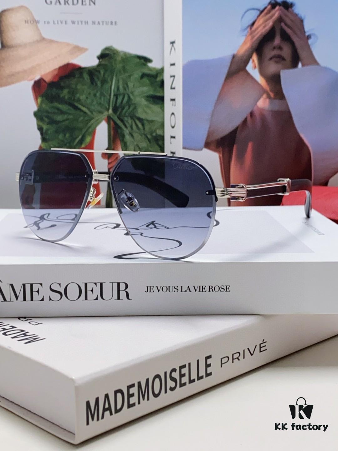 Cartier 2024 Retro Double-Bridge Prescription Sunglasses with UV Protection, Oversized Frame for Men, Driving Sunglasses