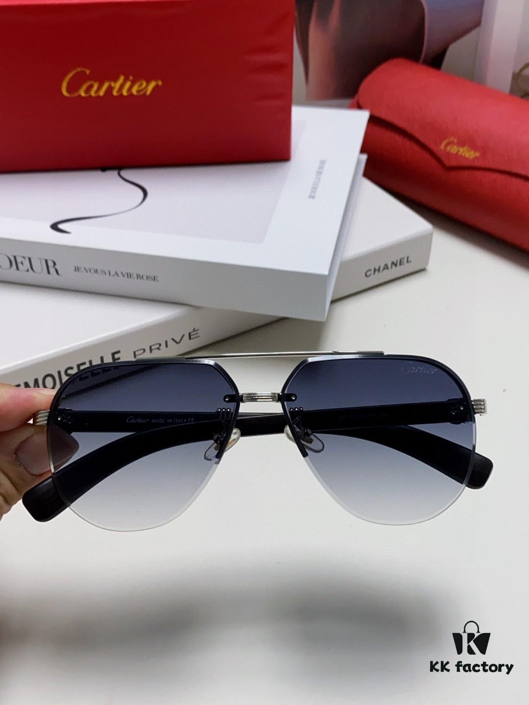 Cartier 2024 Retro Double-Bridge Prescription Sunglasses with UV Protection, Oversized Frame for Men, Driving Sunglasses