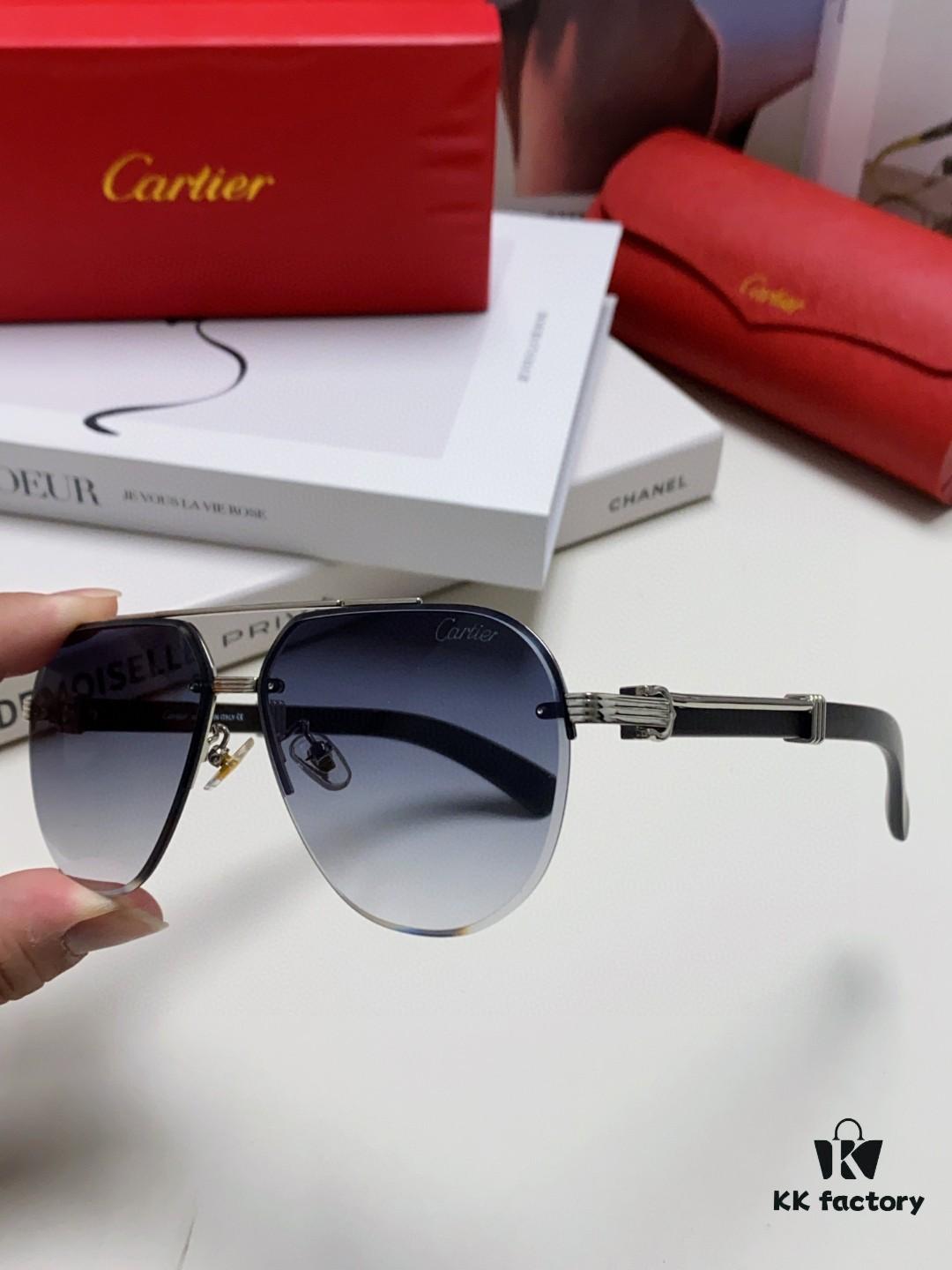 Cartier 2024 Retro Double-Bridge Prescription Sunglasses with UV Protection, Oversized Frame for Men, Driving Sunglasses