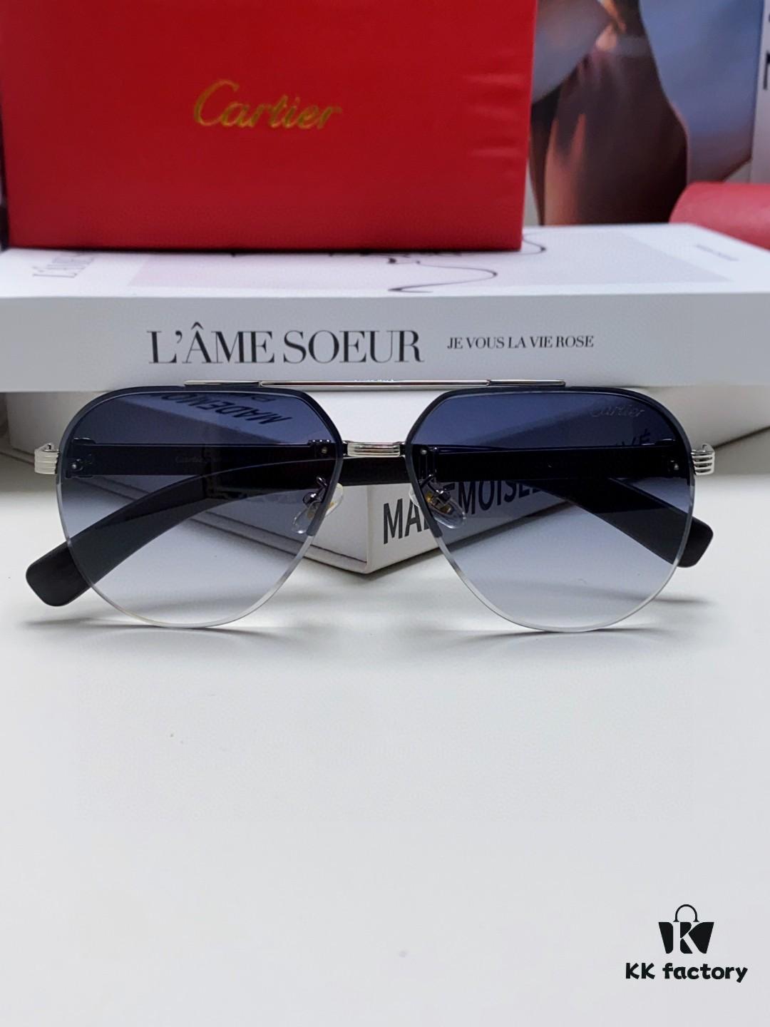 Cartier 2024 Retro Double-Bridge Prescription Sunglasses with UV Protection, Oversized Frame for Men, Driving Sunglasses