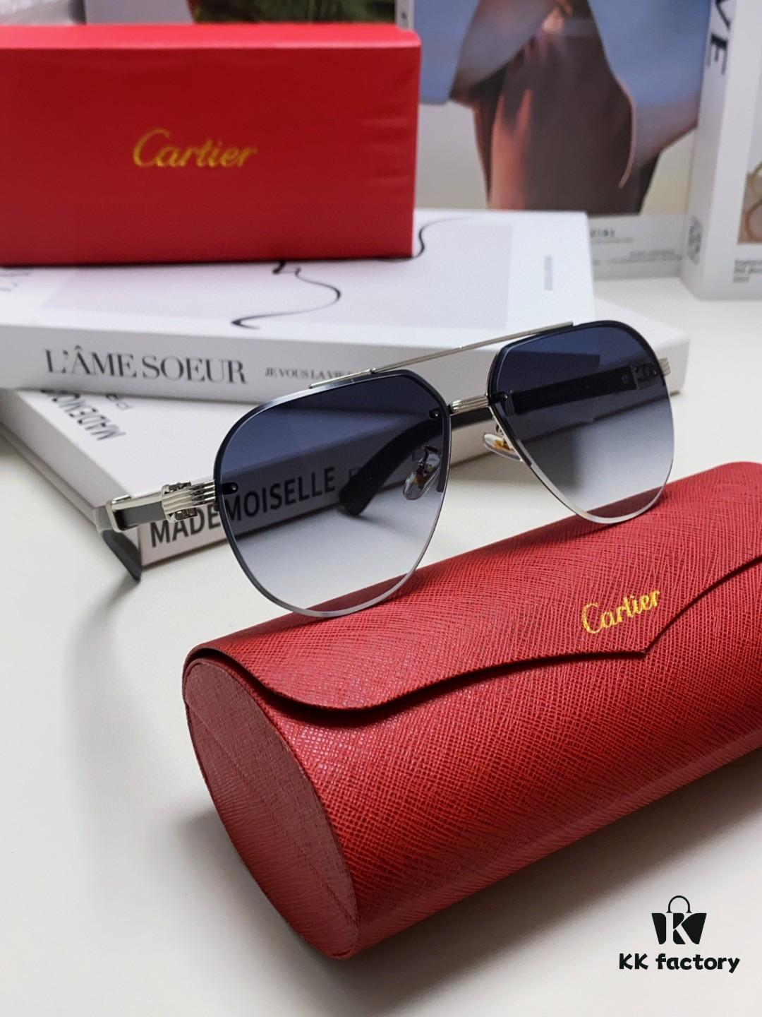 Cartier 2024 Retro Double-Bridge Prescription Sunglasses with UV Protection, Oversized Frame for Men, Driving Sunglasses