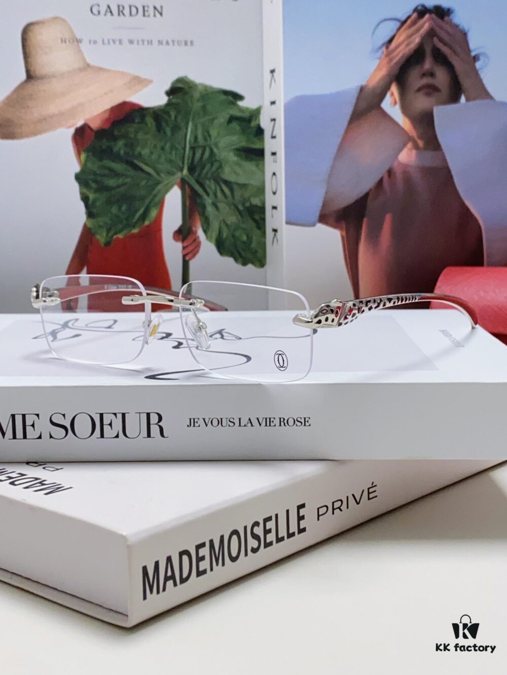 Cartier 2024 New Frameless Panther Eyeglasses for Men, Lightweight Prescription Frames for Large Faces, Suitable for Optical Lenses, Sunglasses or Reading Glasses