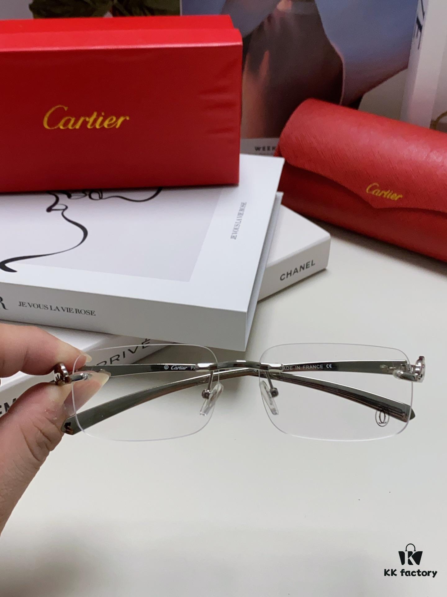 Cartier 2024 New Frameless Panther Eyeglasses for Men, Lightweight Prescription Frames for Large Faces, Suitable for Optical Lenses, Sunglasses or Reading Glasses