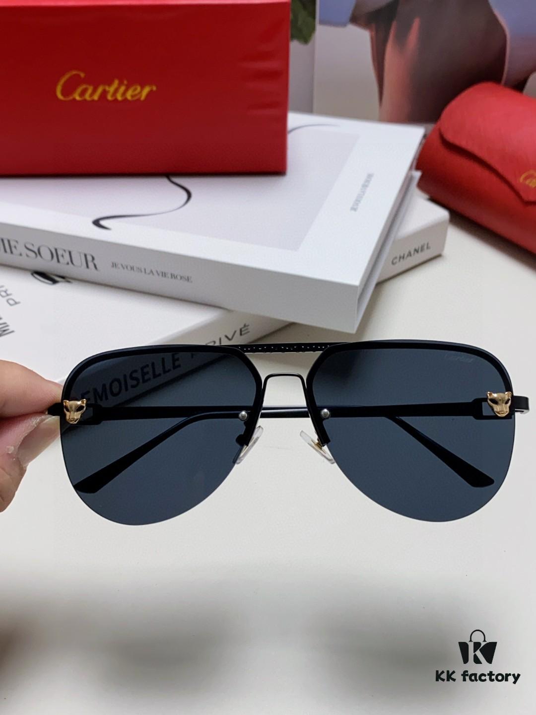 Cartier 2024 New Round Frame Unisex Luxury European and American Style Aviator Engraved Sunglasses