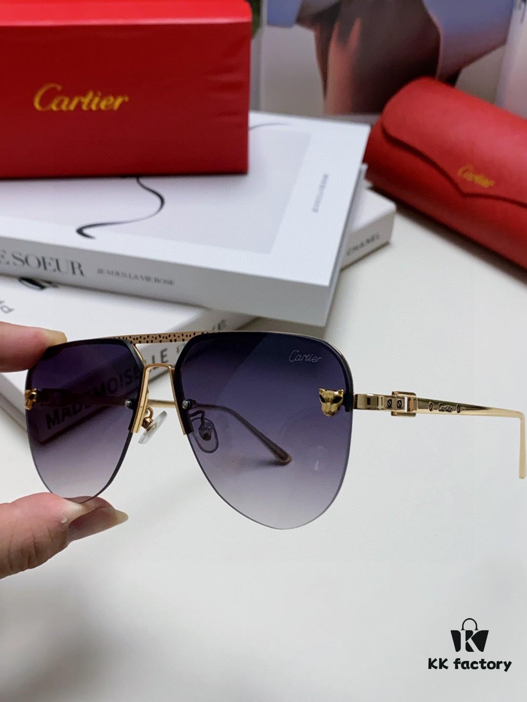 Cartier 2024 New Round Frame Unisex European Luxury Aviator Engraved Sunglasses