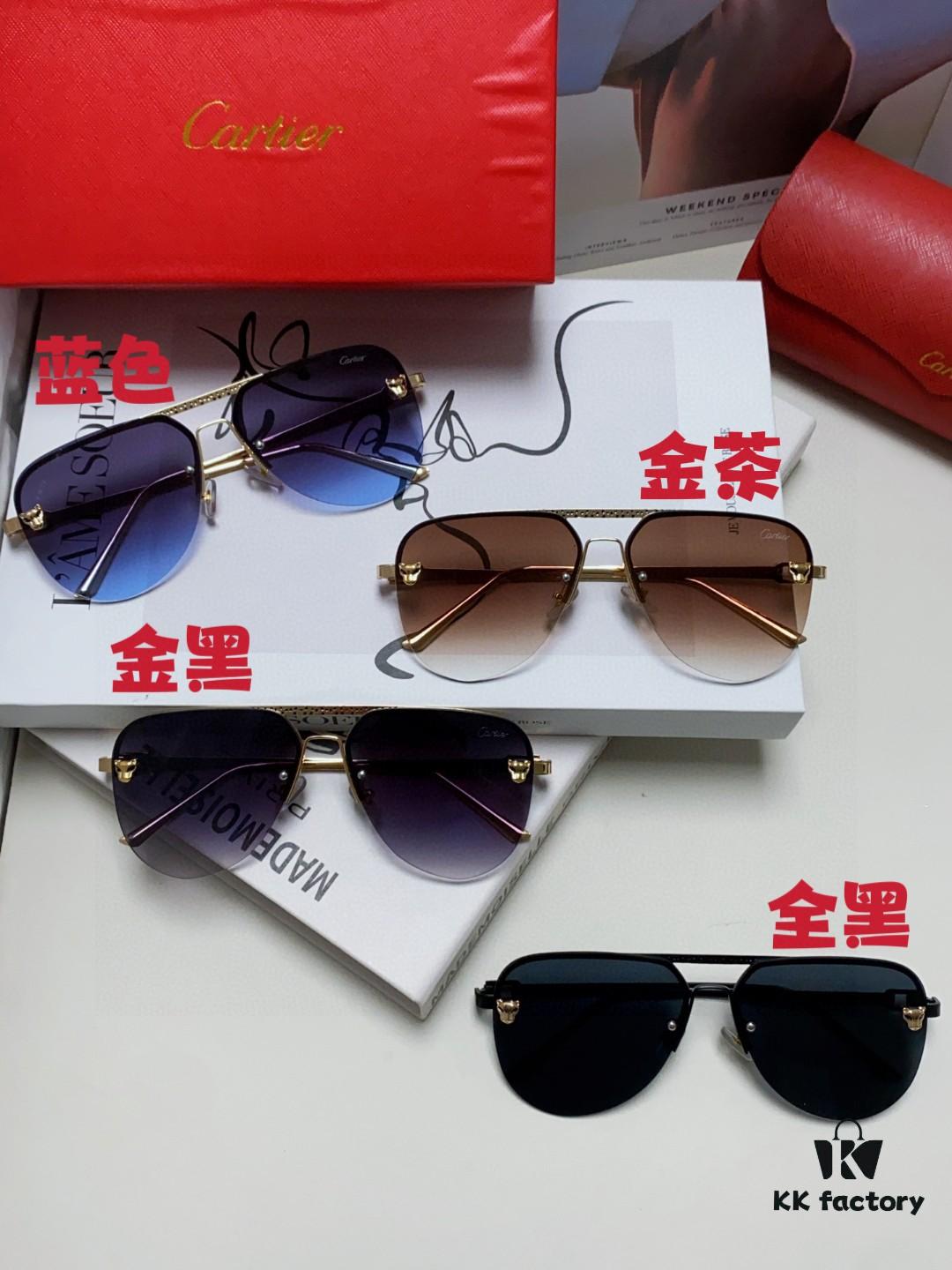 Cartier 2024 New Round Frame Unisex European Luxury Aviator Engraved Sunglasses