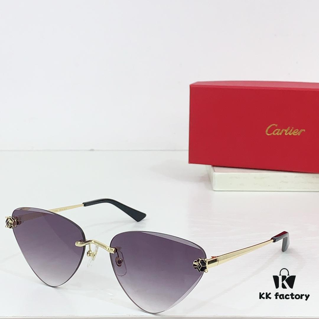 160 Cartier Gold-Tone Plated PANTHÈRE DE CARTIER SUNGLASSES CT0399S Size: 62□15-145