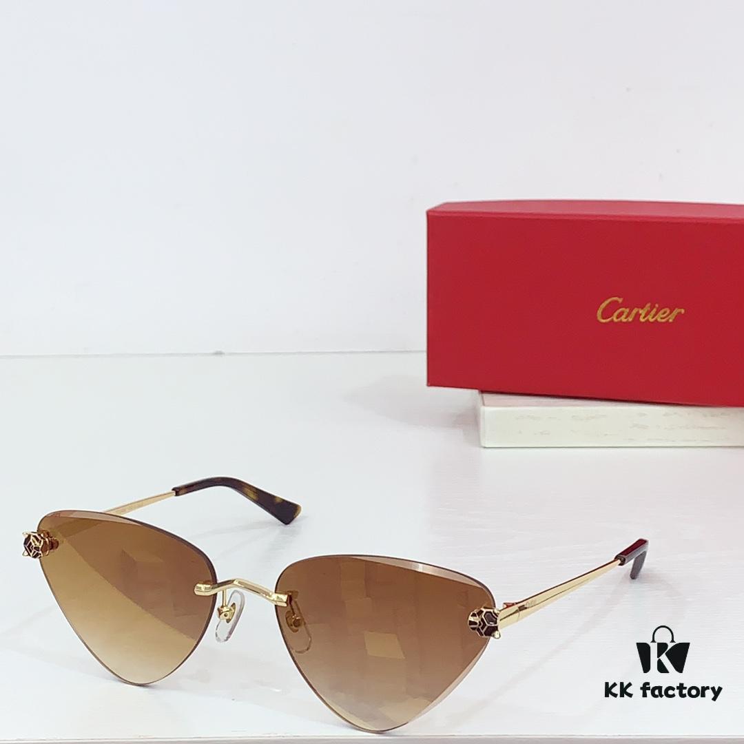 160 Cartier Gold-Tone Plated PANTHÈRE DE CARTIER SUNGLASSES CT0399S Size: 62□15-145