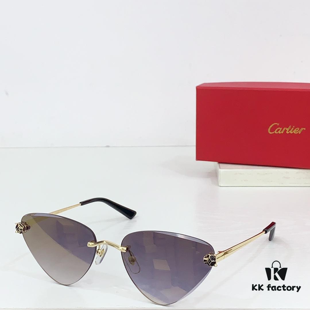 160 Cartier Gold-Tone Plated PANTHÈRE DE CARTIER SUNGLASSES CT0399S Size: 62□15-145