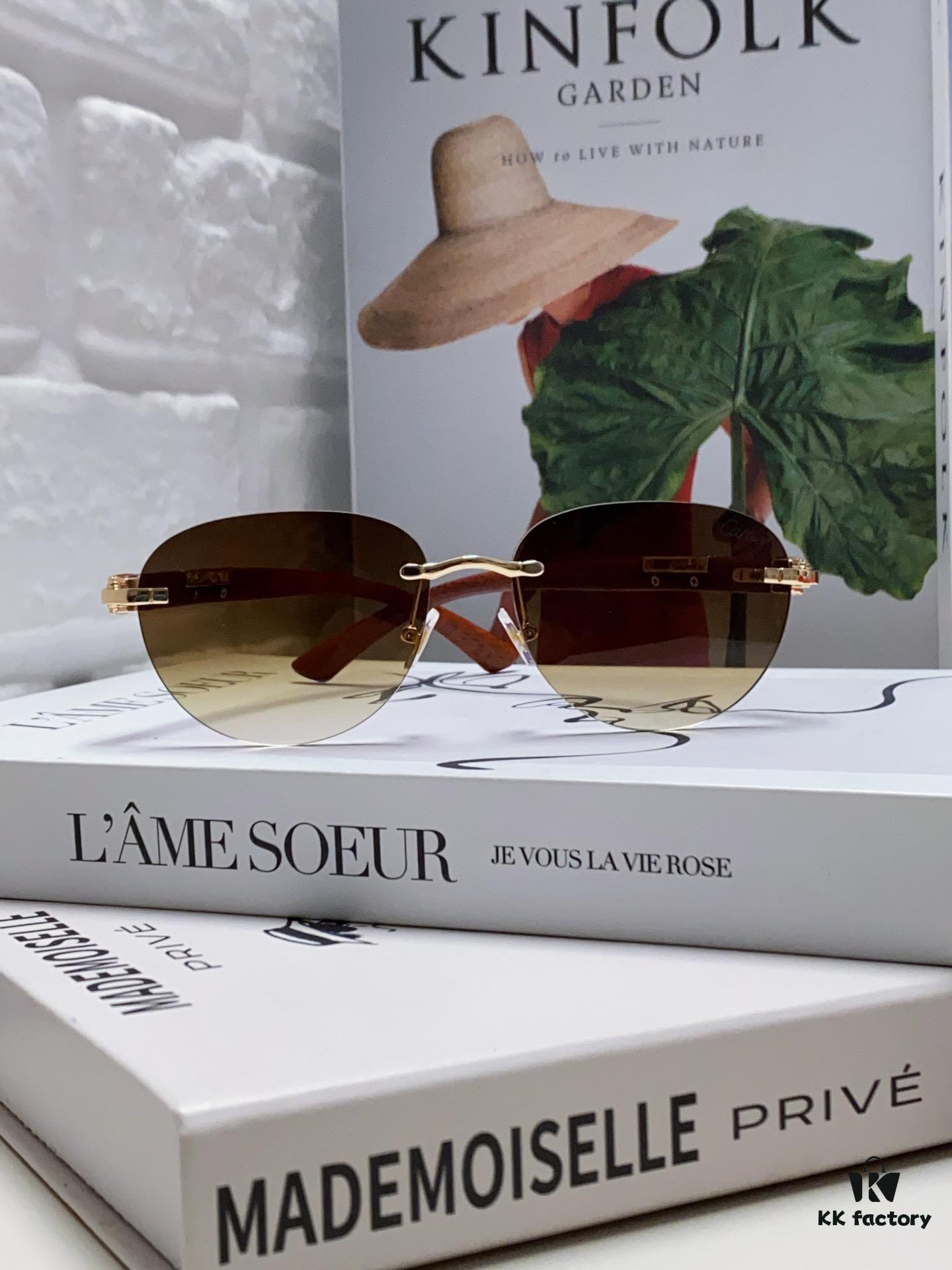 Cartier 2024 New Fashion Frameless Sunglasses, Retro Stylish Leopard Head Decor, Influencer Favorite Square Sunglasses, Unisex UV Protection Shades