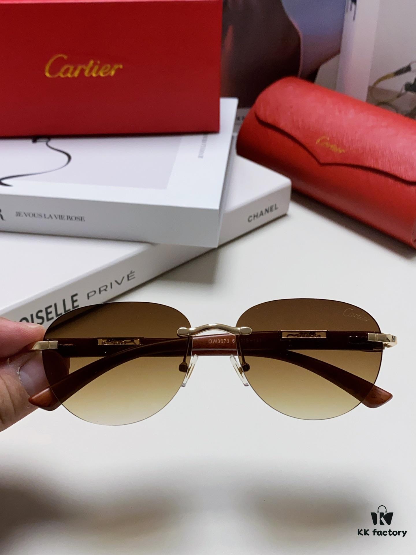 Cartier 2024 New Fashion Frameless Sunglasses, Retro Stylish Leopard Head Decor, Influencer Favorite Square Sunglasses, Unisex UV Protection Shades