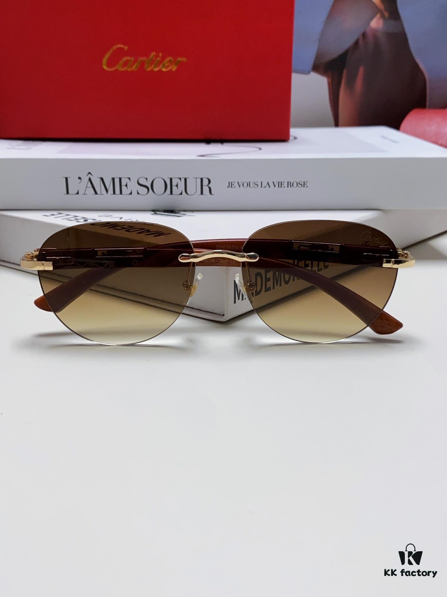 Cartier 2024 New Fashion Frameless Sunglasses, Retro Stylish Leopard Head Decor, Influencer Favorite Square Sunglasses, Unisex UV Protection Shades