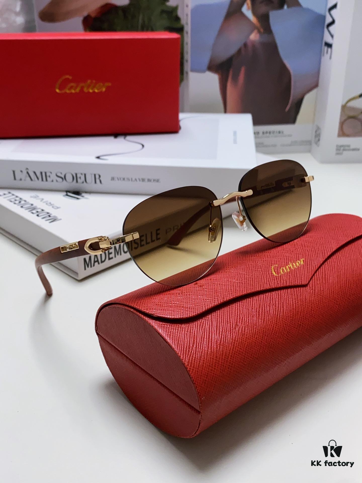 Cartier 2024 New Fashion Frameless Sunglasses, Retro Stylish Leopard Head Decor, Influencer Favorite Square Sunglasses, Unisex UV Protection Shades