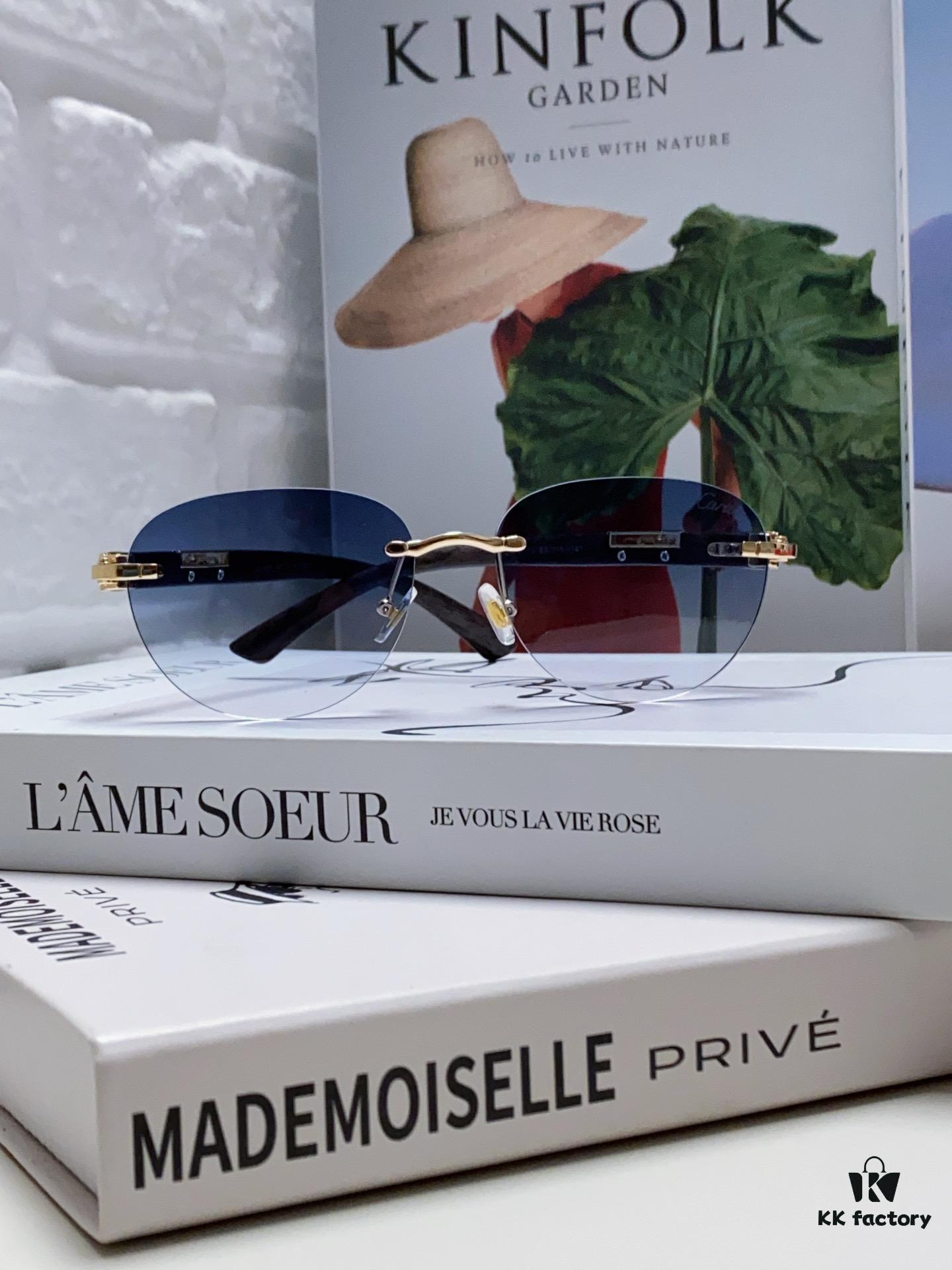 Cartier 2024 New Fashion Frameless Sunglasses with Retro Leopard Head Decoration, Celebrity-Inspired Square Sunglasses for Unisex, Anti-Glare Sun Protection