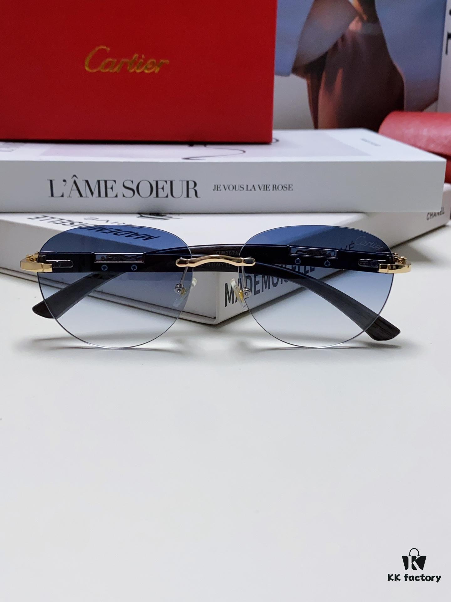 Cartier 2024 New Fashion Frameless Sunglasses with Retro Leopard Head Decoration, Celebrity-Inspired Square Sunglasses for Unisex, Anti-Glare Sun Protection