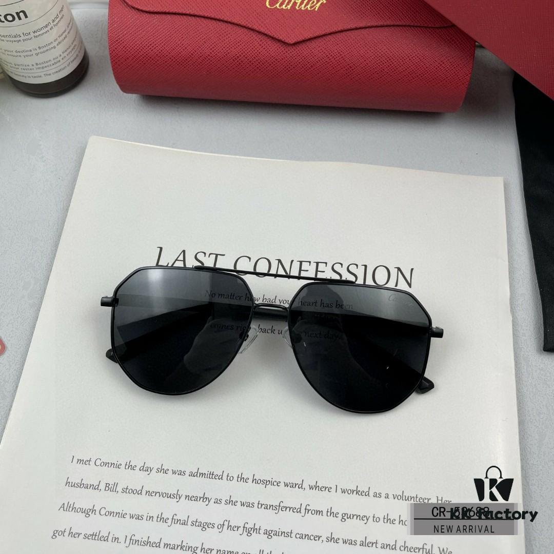 Cartier France Men's Sunglasses with Polarized Lenses, Lightweight Metal Frame, Fashionable and Luxurious Design for Driving and Travel