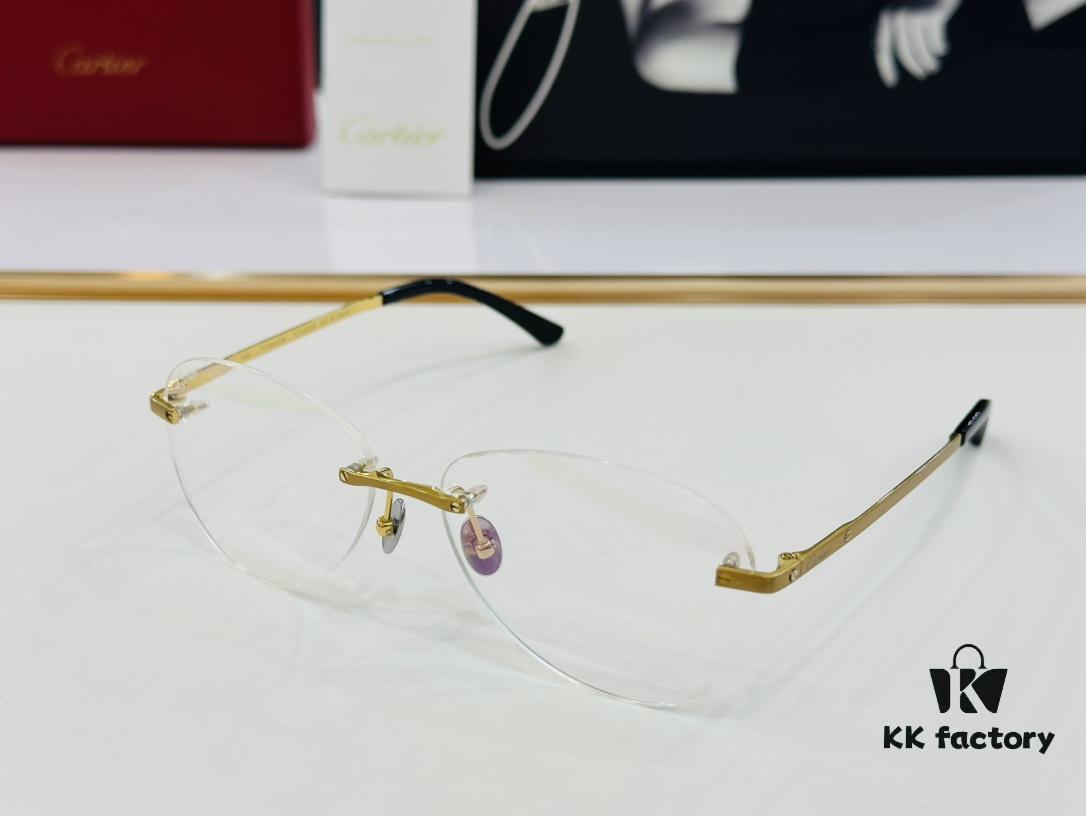 Cartier CT12960 Unisex Optical Frame, Size 57□15-145, Titanium Material, Minimalist and Elegant Design, Fits All Face Shapes, Suitable for Prescription Lenses