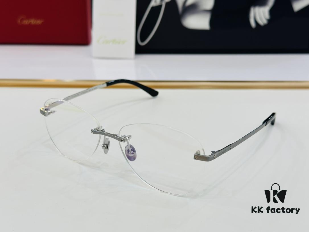Cartier CT12960 Unisex Optical Frame, Size 57□15-145, Titanium Material, Minimalist and Elegant Design, Fits All Face Shapes, Suitable for Prescription Lenses