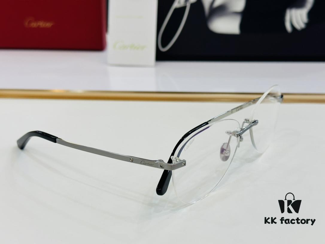 Cartier CT12960 Unisex Optical Frame, Size 57□15-145, Titanium Material, Minimalist and Elegant Design, Fits All Face Shapes, Suitable for Prescription Lenses