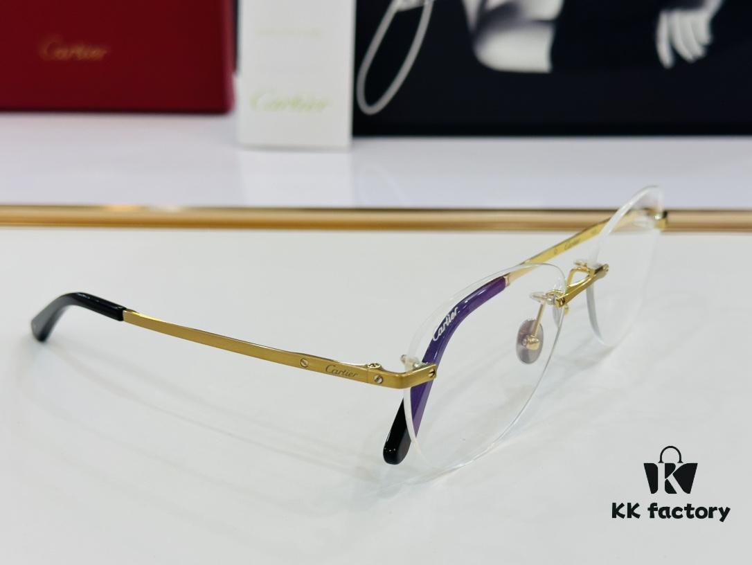 Cartier CT12960 Unisex Optical Frame, Size 57□15-145, Titanium Material, Minimalist and Elegant Design, Fits All Face Shapes, Suitable for Prescription Lenses