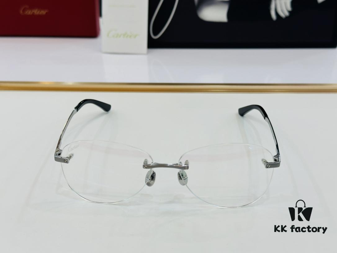 Cartier CT12960 Unisex Optical Frame, Size 57□15-145, Titanium Material, Minimalist and Elegant Design, Fits All Face Shapes, Suitable for Prescription Lenses