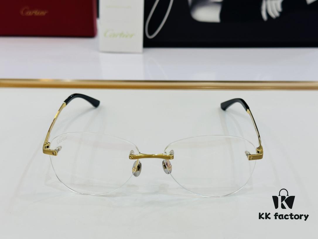 Cartier CT12960 Unisex Optical Frame, Size 57□15-145, Titanium Material, Minimalist and Elegant Design, Fits All Face Shapes, Suitable for Prescription Lenses