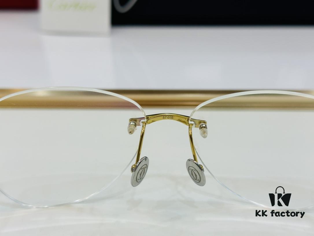 Cartier CT12960 Unisex Optical Frame, Size 57□15-145, Titanium Material, Minimalist and Elegant Design, Fits All Face Shapes, Suitable for Prescription Lenses