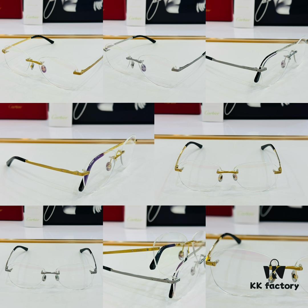 Cartier CT12960 Unisex Optical Frame, Size 57□15-145, Titanium Material, Minimalist and Elegant Design, Fits All Face Shapes, Suitable for Prescription Lenses