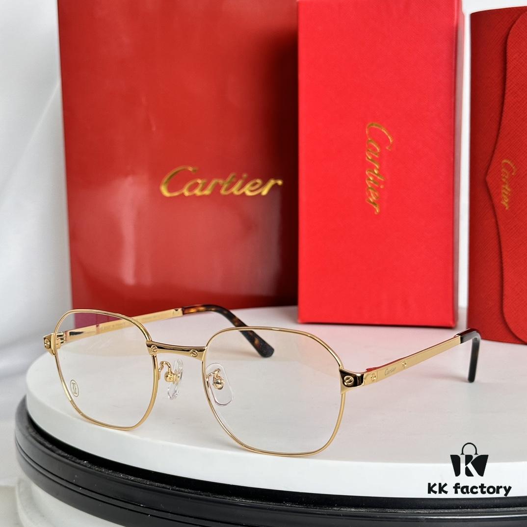 New Arrival Authentic Rare Palladium Electroplated Cartier Classic Metal Frame Eyeglasses CT0441OA Size 51-21-145