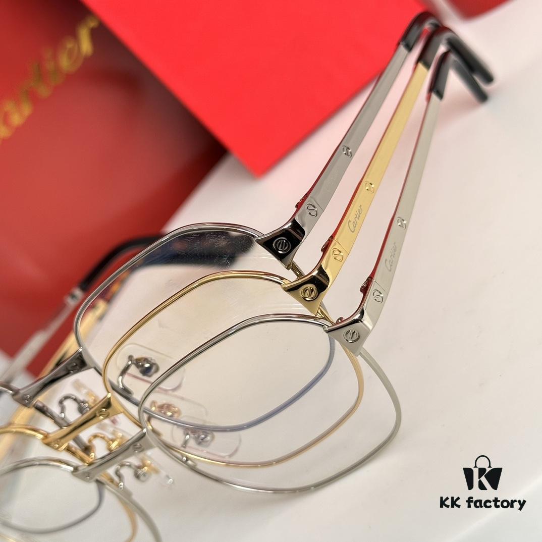 New Arrival Authentic Rare Palladium Electroplated Cartier Classic Metal Frame Eyeglasses CT0441OA Size 51-21-145