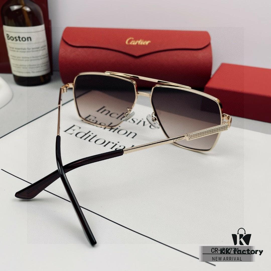 Cartier France - Polarized Resin HD Lens Sunglasses, Lightweight Metal Frame, Unisex Design for Travel and Driving