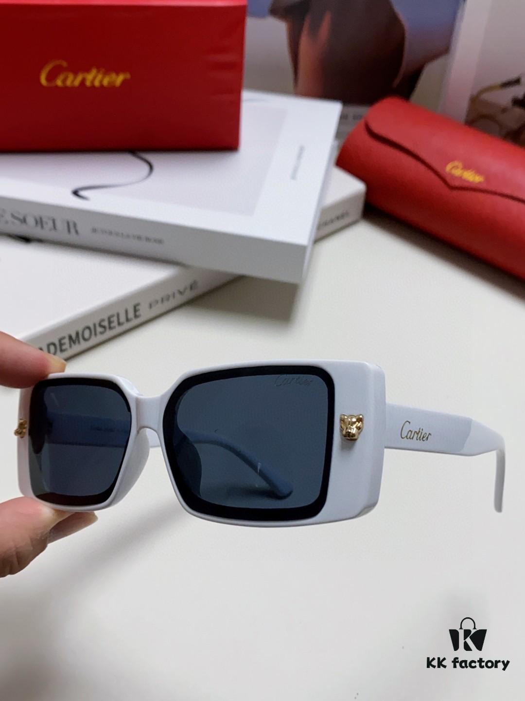 Cartier Unisex Sunglasses, Timeless Leopard Logo Design, Simple and Elegant Frame, Universal Fit for All Face Shapes