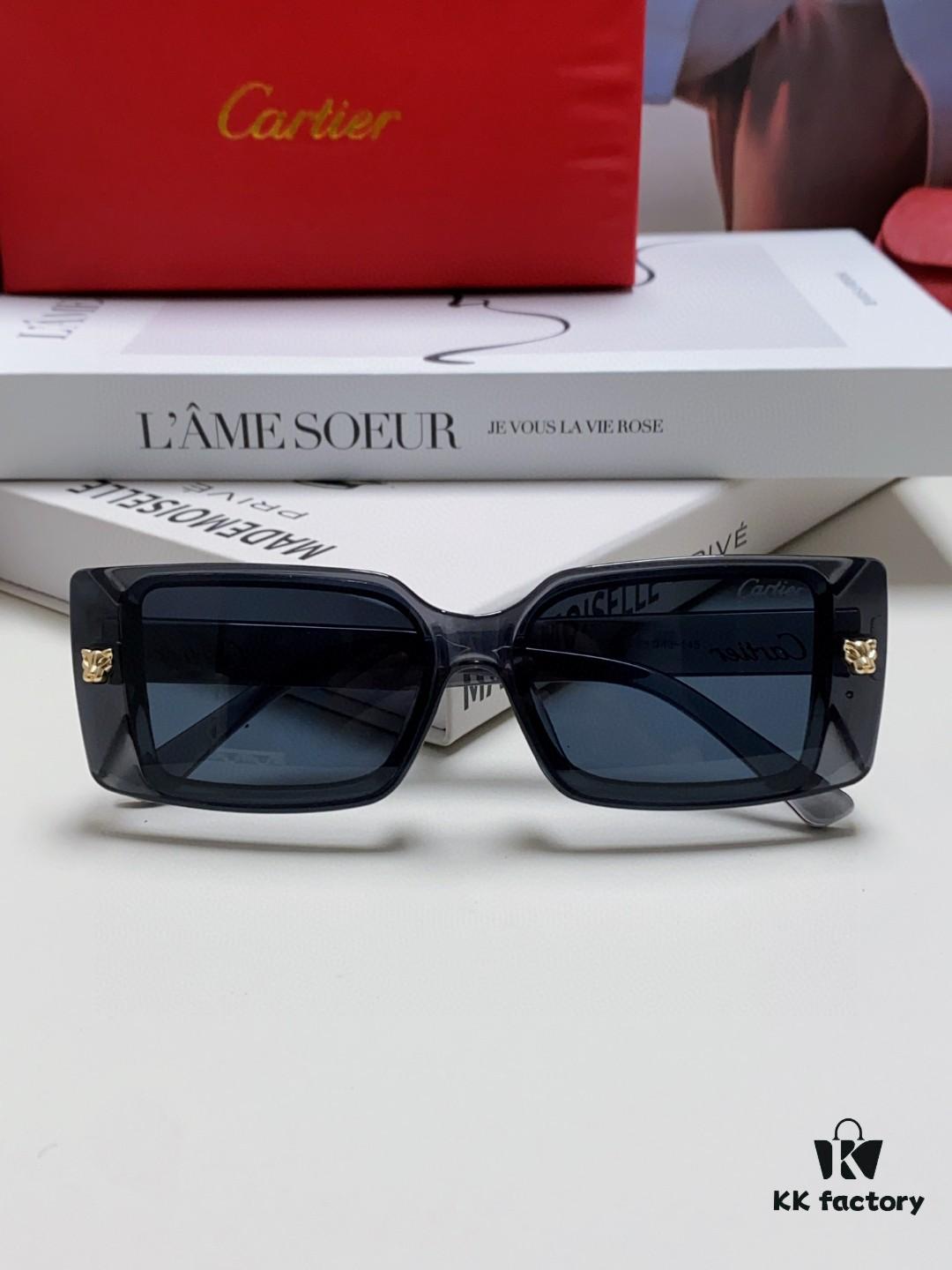 Cartier Unisex Sunglasses, Timeless Leopard Logo Design, Simple and Elegant Frame, Universal Fit for All Face Shapes