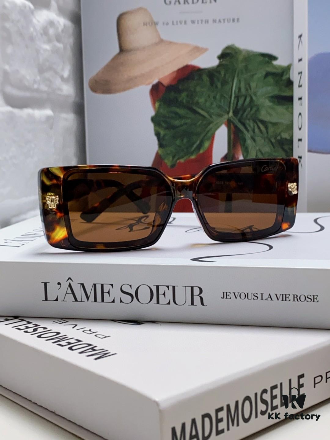 Cartier Unisex Sunglasses, Timeless Leopard Logo Design, Simple and Elegant Frame, Universal Fit for All Face Shapes