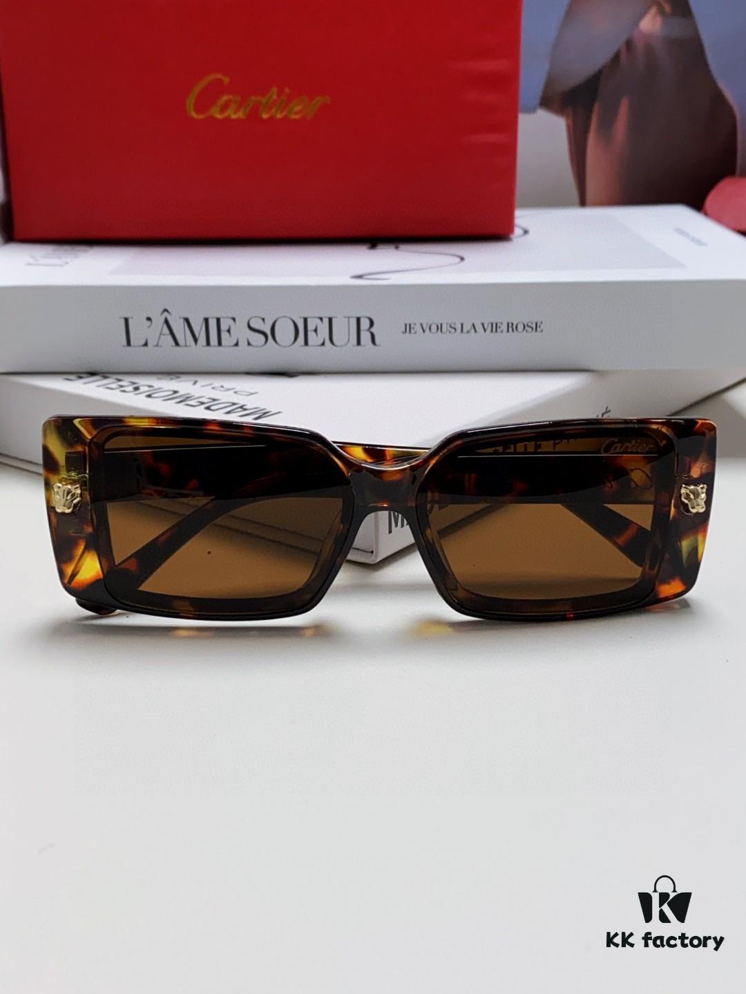 Cartier Unisex Sunglasses, Timeless Leopard Logo Design, Simple and Elegant Frame, Universal Fit for All Face Shapes