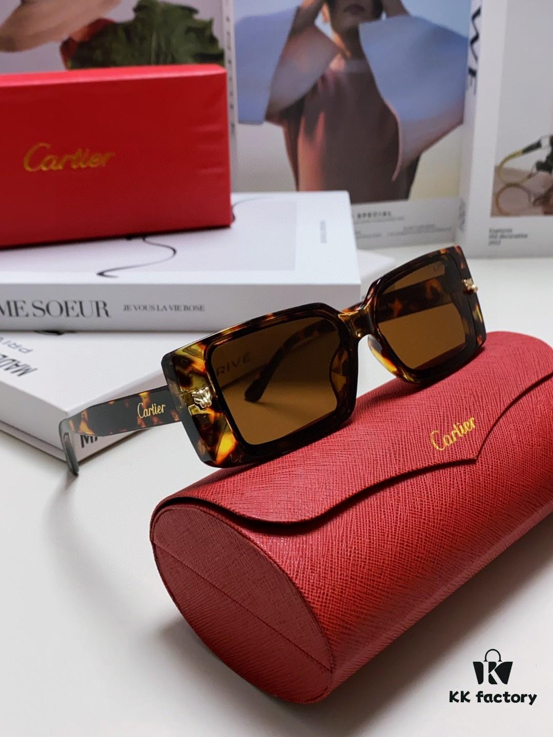 Cartier Unisex Sunglasses, Timeless Leopard Logo Design, Simple and Elegant Frame, Universal Fit for All Face Shapes
