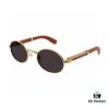 Cartier 2024 New Retro Wood-Grain Pattern Round Frame Sunglasses, Stylish UV-Protective Unisex Sun Glasses CT0464S