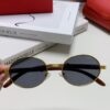 Cartier 2024 New Retro Wood-Grain Pattern Round Frame Sunglasses, Stylish UV-Protective Unisex Sun Glasses CT0464S