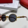 Cartier 2024 New Retro Wood-Grain Pattern Round Frame Sunglasses, Stylish UV-Protective Unisex Sun Glasses CT0464S