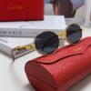 Cartier 2024 New Retro Wood-Grain Pattern Round Frame Sunglasses, Stylish UV-Protective Unisex Sun Glasses CT0464S