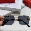 Cartier Unisex Double-Bar Cutout Rimless Sunglasses with Leopard Head Ornament, Vintage Bold and Elegant Style