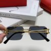 Cartier Unisex Double-Bar Cutout Rimless Sunglasses with Leopard Head Ornament, Vintage Bold and Elegant Style