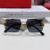 Cartier Unisex Double-Bar Cutout Rimless Sunglasses with Leopard Head Ornament, Vintage Bold and Elegant Style