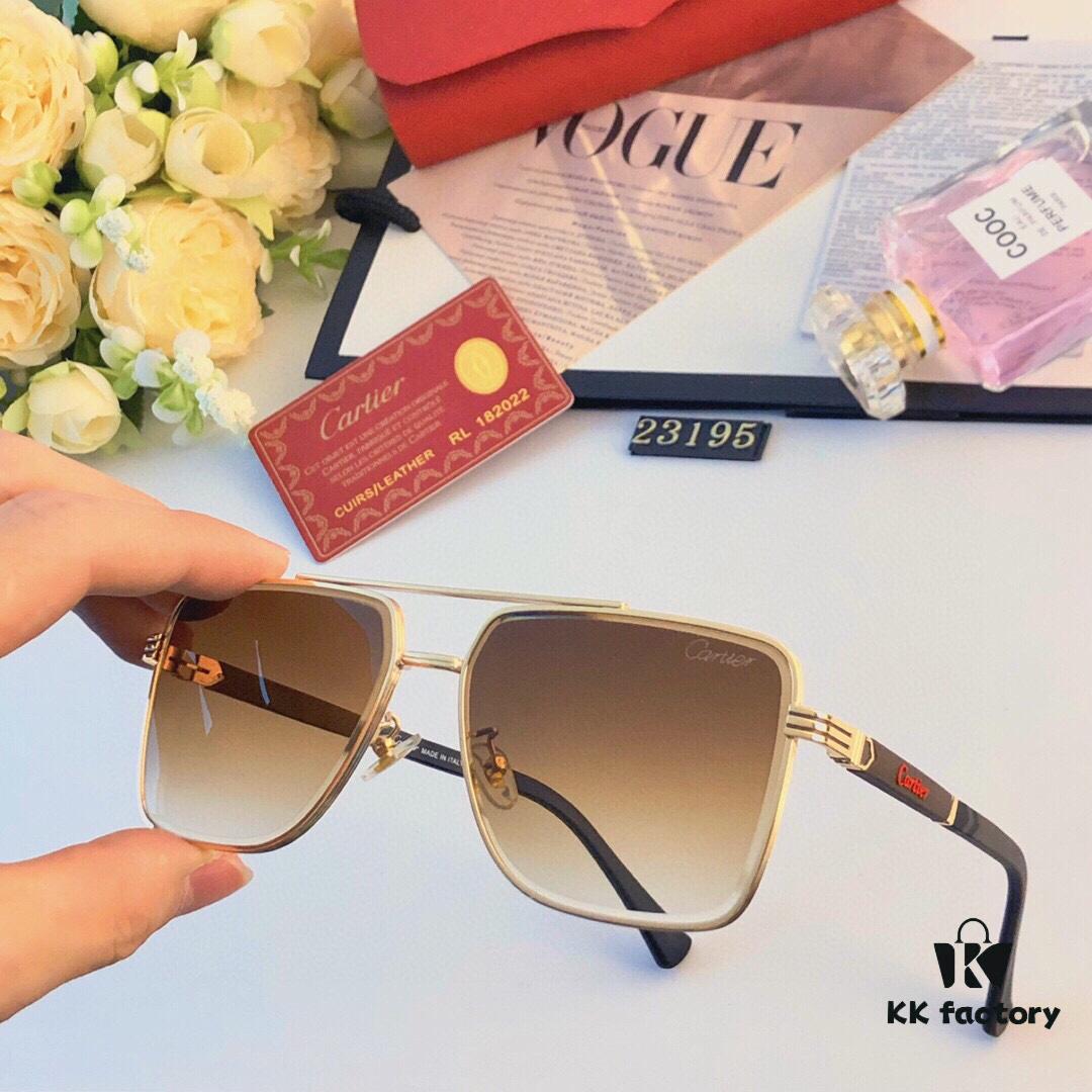 Cartier New Men's Casual Sunglasses with Stylish Frame Design, Trendy Metal Aviator Shades