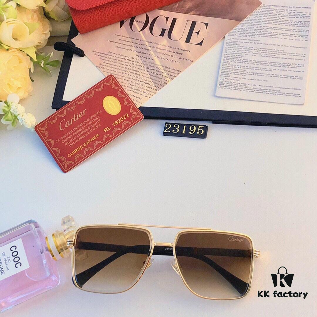 Cartier New Men's Casual Sunglasses with Stylish Frame Design, Trendy Metal Aviator Shades