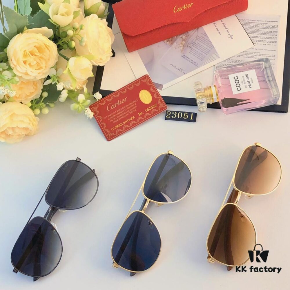 Cartier New 2024 Luxury Sunglasses Fashion Versatile Cat-Eye UV Protection Shades