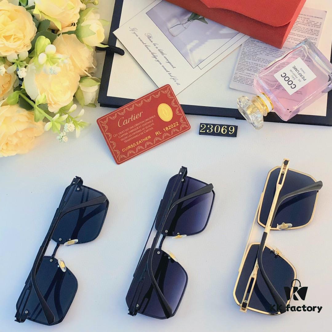 Cartier New Men's Fashion One-Piece Sunglasses with Unique Leopard Head Decorated Metal Frame, Outdoor Cycling Sun Protection Glasses