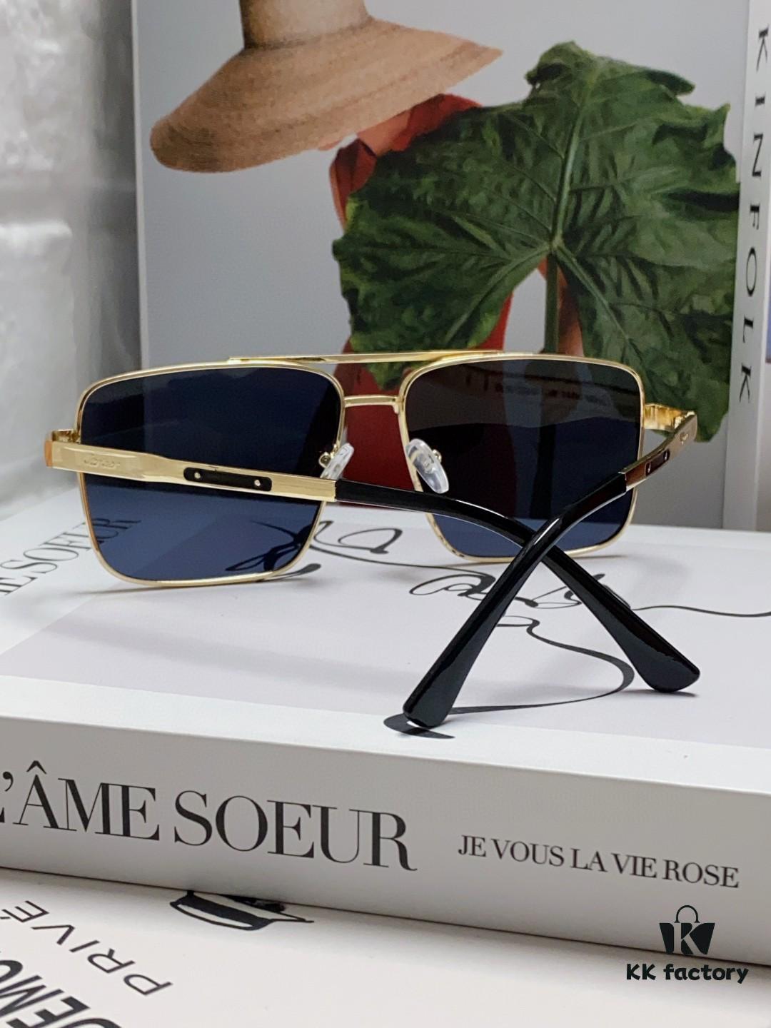 Cartier 2024 New Arrival Metal Square-Frame Sunglasses, Fashionable Unisex UV-Protective Oversized Sun Glasses for Men and Women